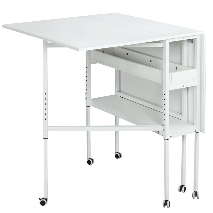 EROMMY 58 x 36 Height Adjustable Foldable Craft Table with Wheels